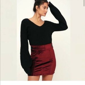 Free People velvet wine red mini skirt